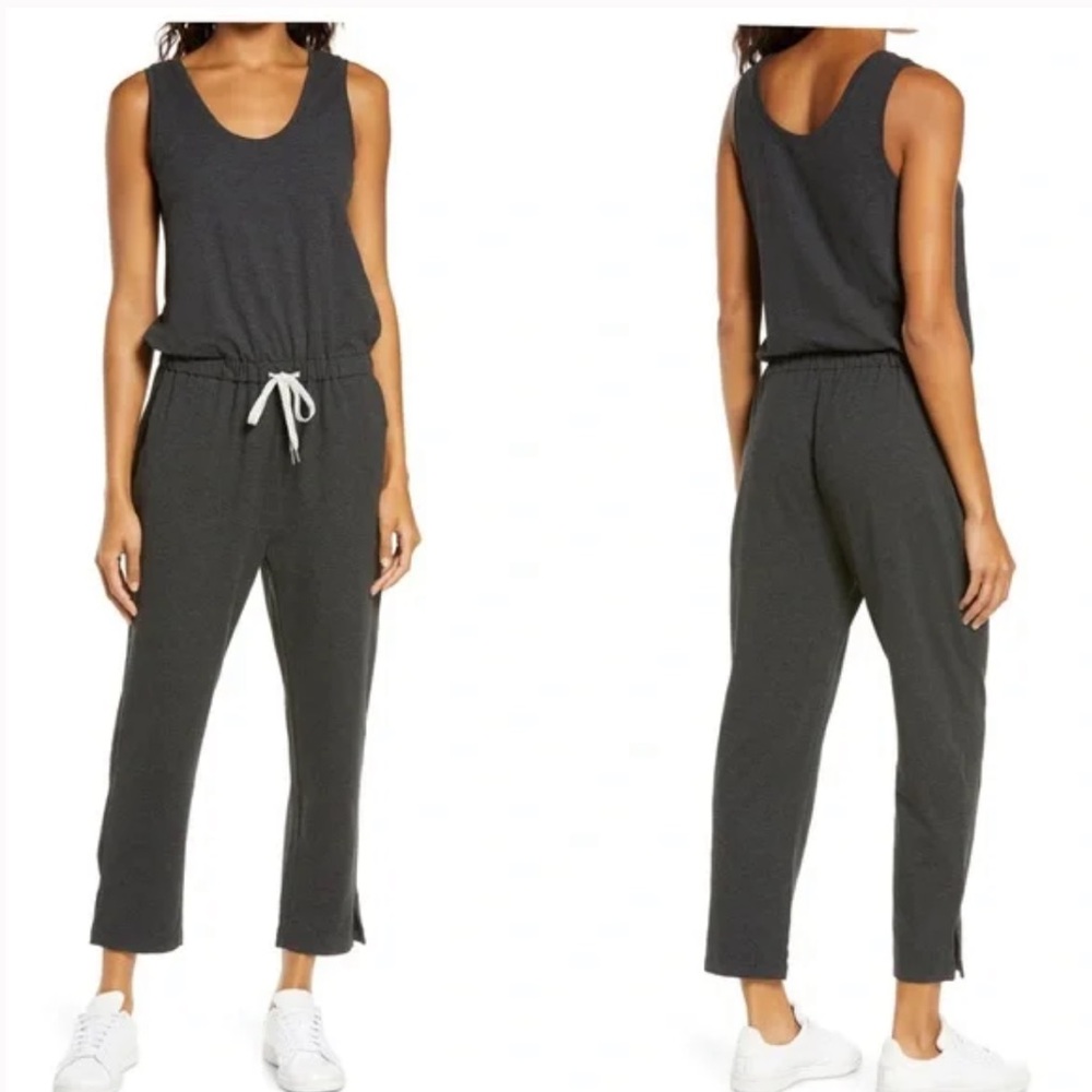 Zella Gwen Sleeveless Knit Romper crop Heathered gray  medium